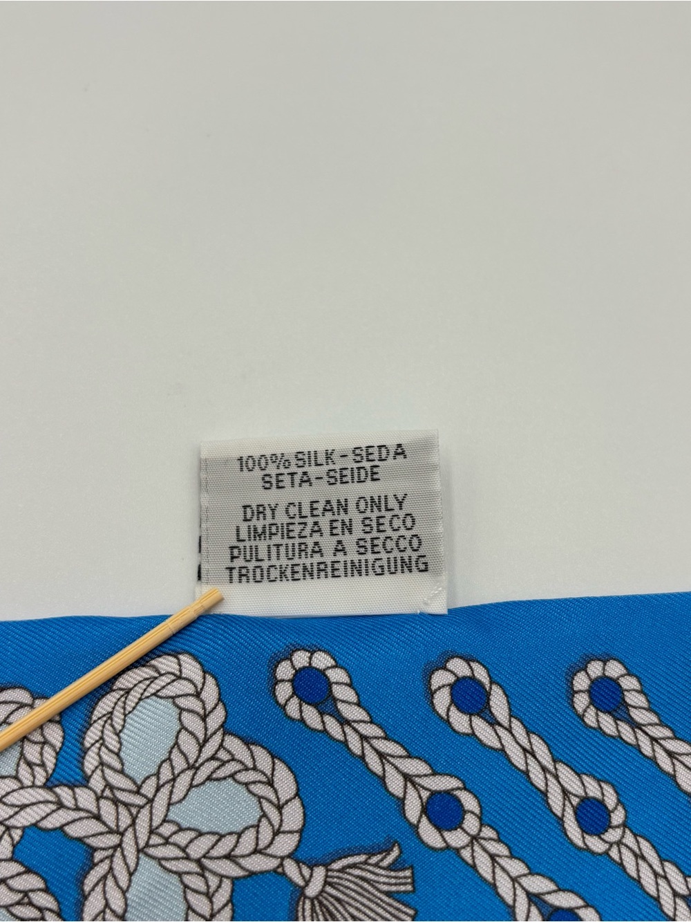 Hermes Galons et Brandebourgs Twilly Silk Scarf Bleu Celeste Bleu Roi Rope Knot - Picture 6 of 6